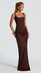 Women's Bodycon Maxi Dress | Backless Square Neck Ruched Evening Gown