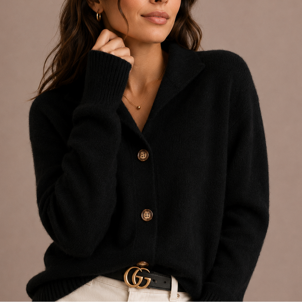 Women's Collared Knit Cardigan with Button Front