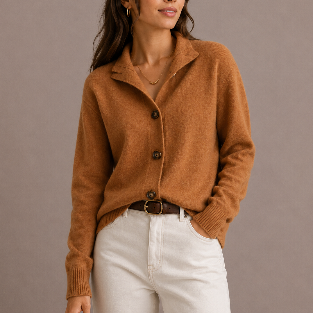 Women's Collared Knit Cardigan with Button Front