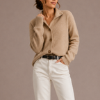Women's Collared Knit Cardigan with Button Front