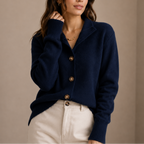 Women's Collared Knit Cardigan with Button Front