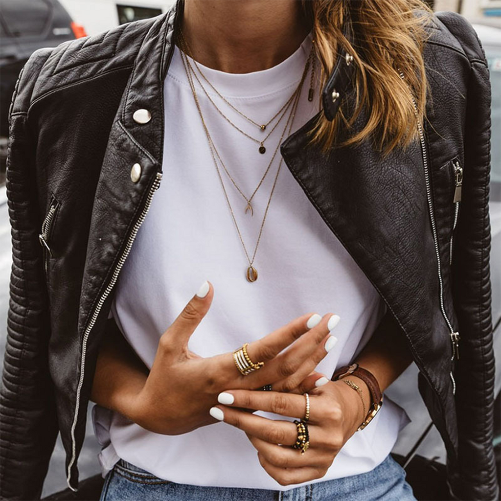 Women's Faux Leather Biker Jacket with Zip Front
