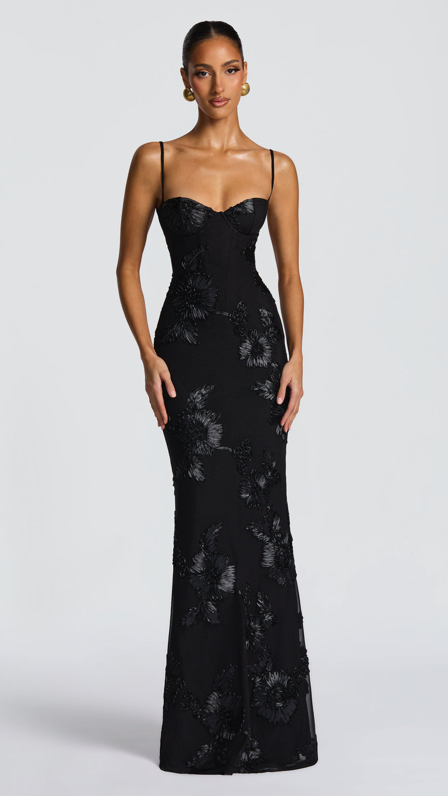 Women's Floral Corset Maxi Dress | Spaghetti Strap Mermaid Wedding Gown
