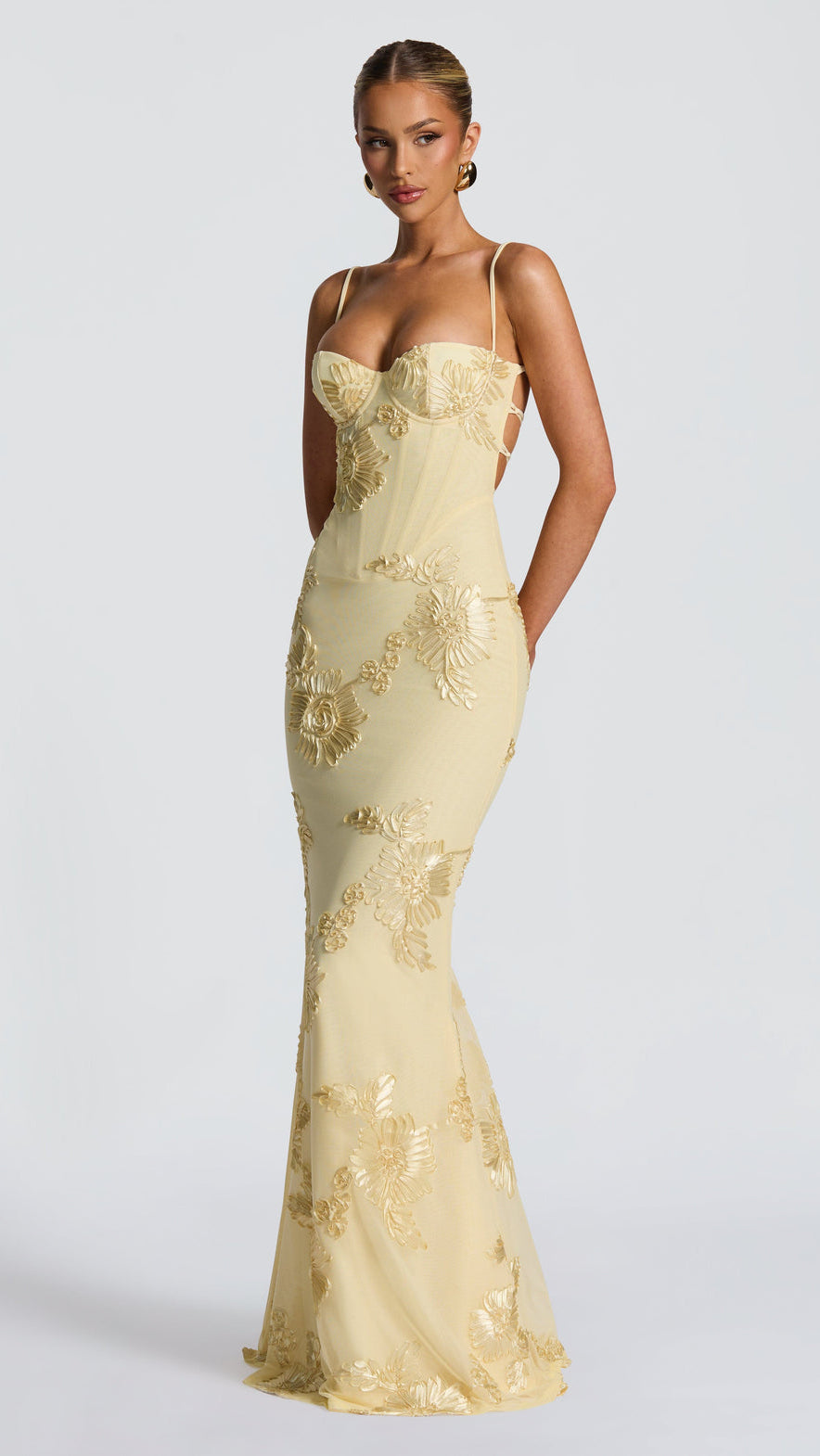 Women's Floral Corset Maxi Dress | Spaghetti Strap Mermaid Wedding Gown