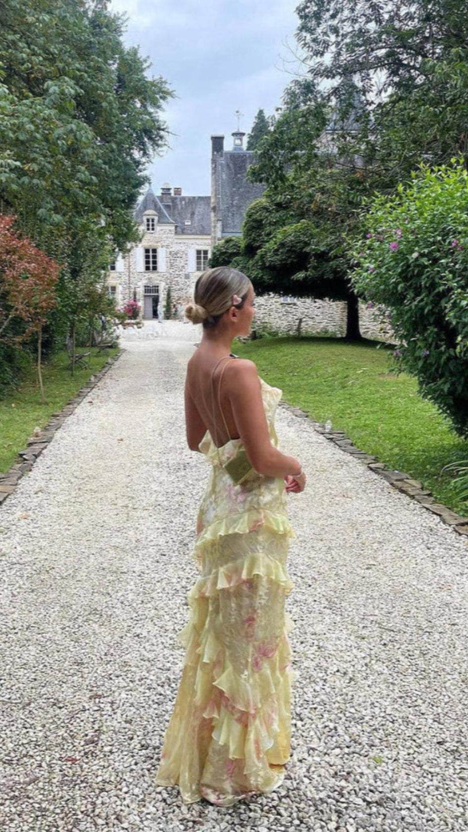 Women's Floral Maxi Dress | Spaghetti Strap Ruffle Tiered Wedding Guest