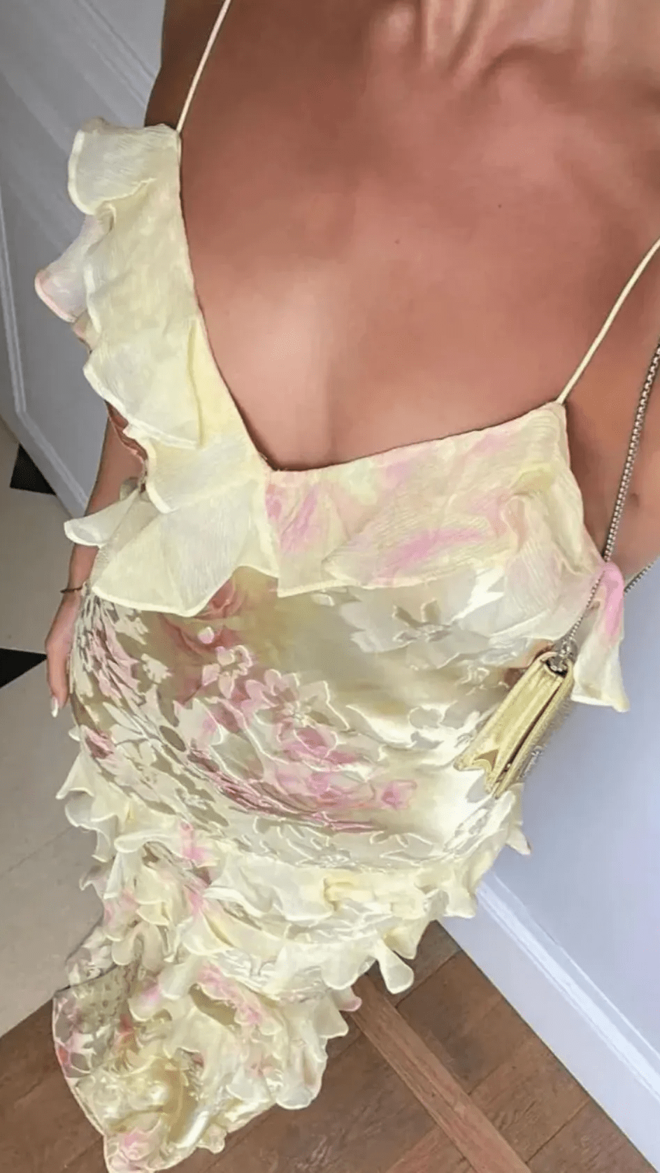 Women's Floral Maxi Dress | Spaghetti Strap Ruffle Tiered Wedding Guest