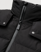 Women's Hooded Belted Puffer Jacket with Zip Pockets - Black