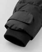 Women's Hooded Belted Puffer Jacket with Zip Pockets - Black