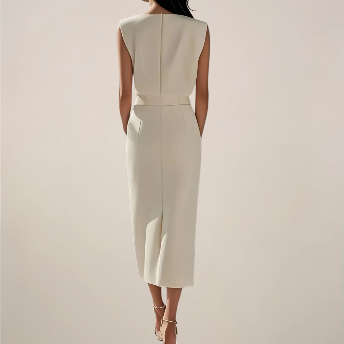 Women's Midi Dress | Sleeveless Button Side Slit Pencil Cocktail Dress