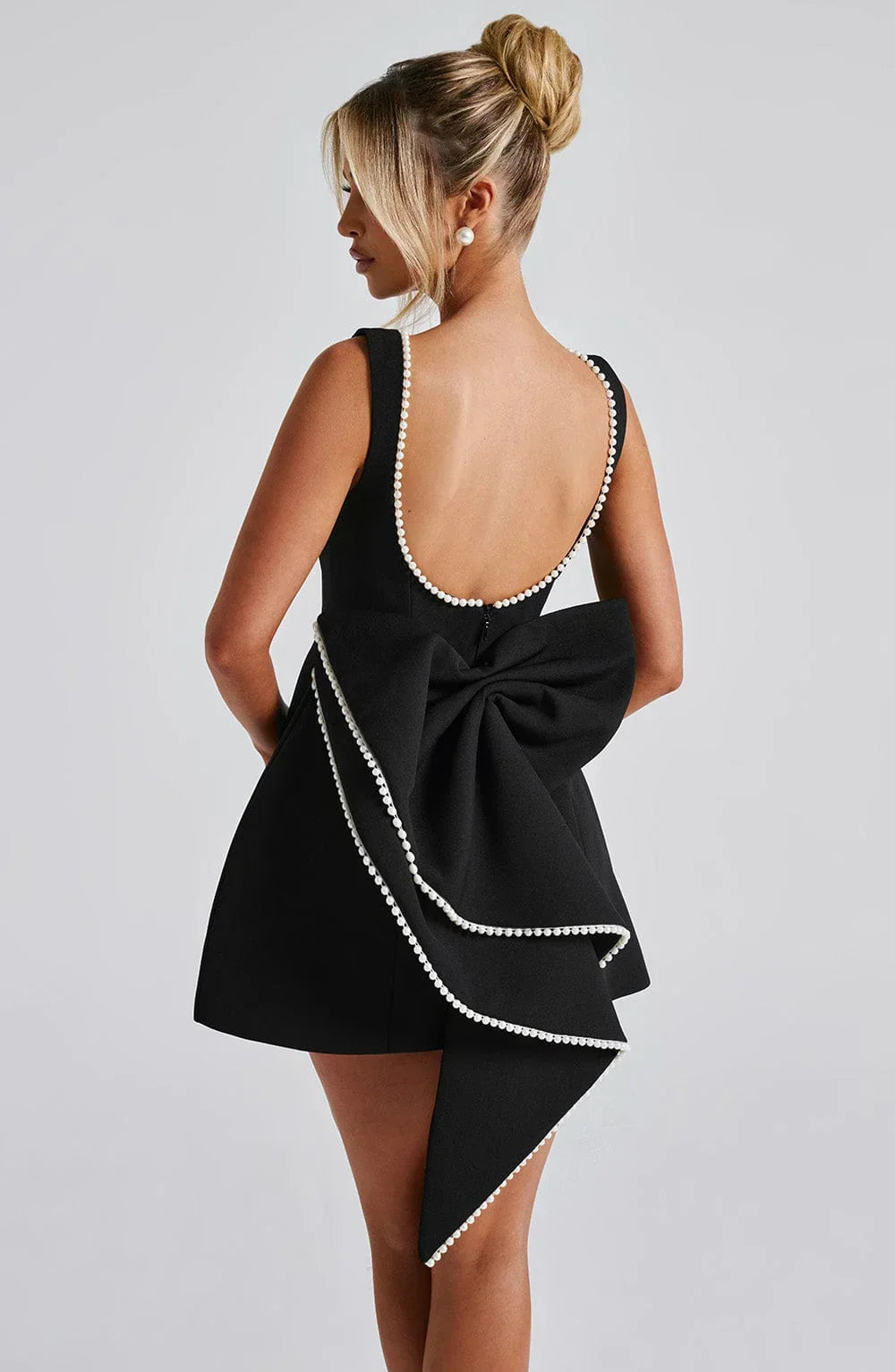 Women's Mini Dress | Sleeveless Bow Back Fit and Flare Party Skater