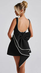 Women's Mini Dress | Sleeveless Bow Back Fit and Flare Party Skater