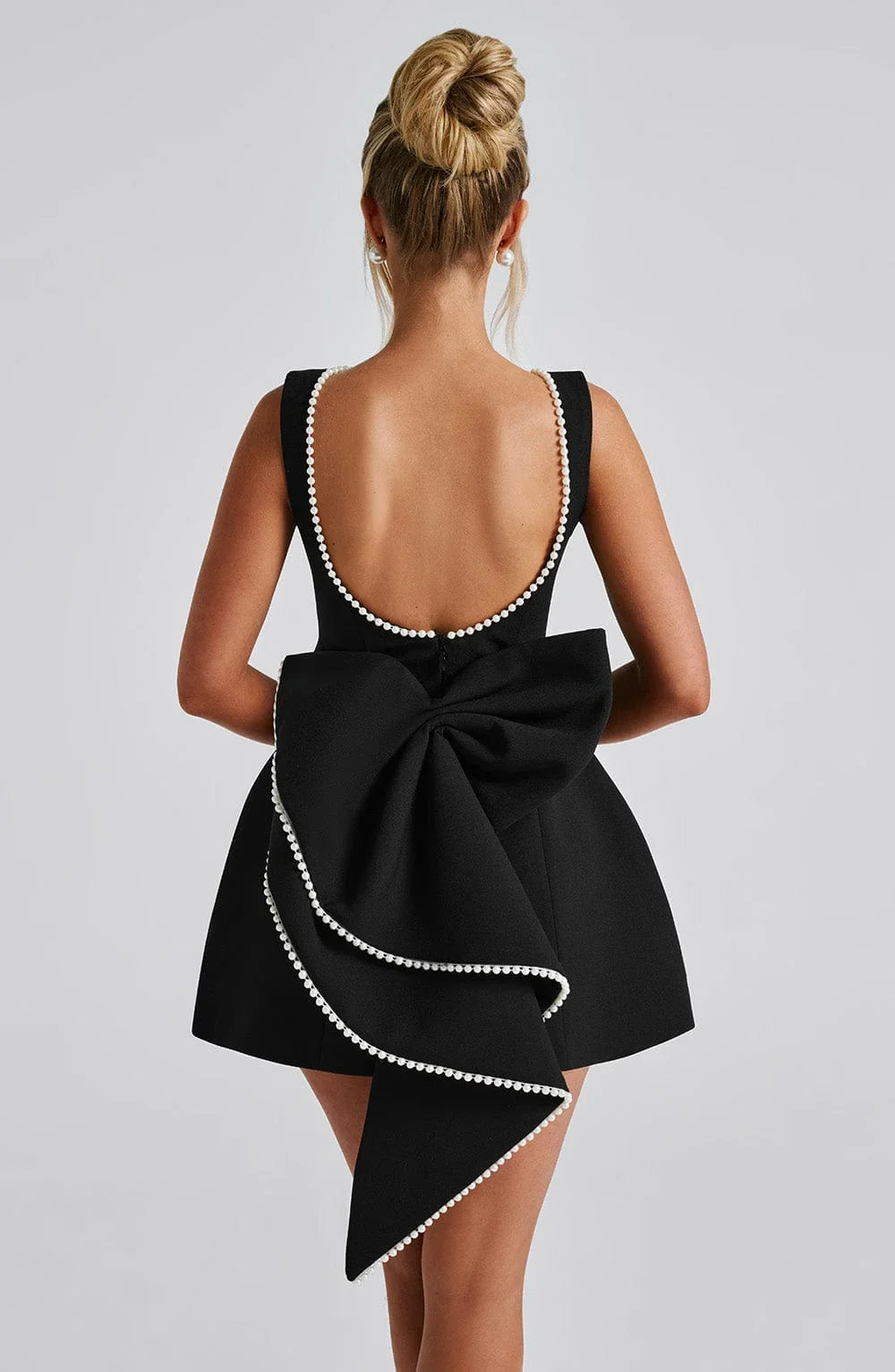Women's Mini Dress | Sleeveless Bow Back Fit and Flare Party Skater