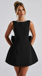 Women's Mini Dress | Sleeveless Bow Back Fit and Flare Party Skater