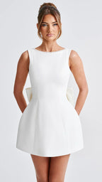 Women's Mini Dress | Sleeveless Bow Back Fit and Flare Party Skater