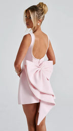 Women's Mini Dress | Sleeveless Bow Back Fit and Flare Party Skater