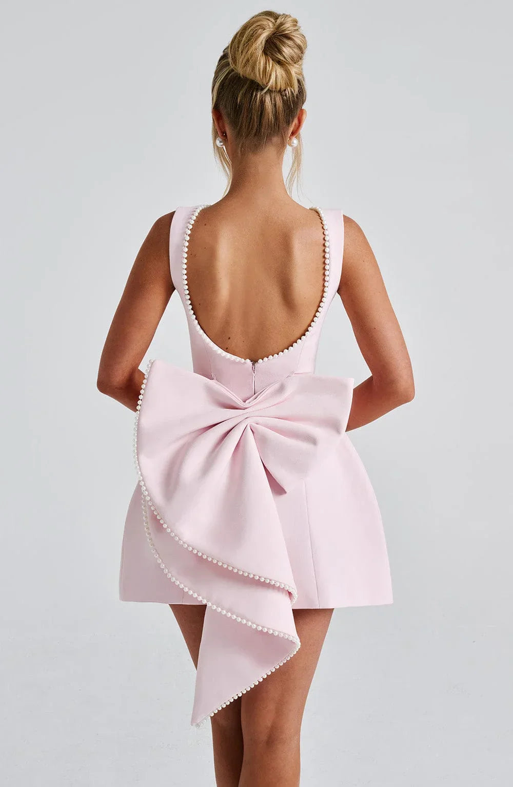 Women's Mini Dress | Sleeveless Bow Back Fit and Flare Party Skater