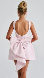 Women's Mini Dress | Sleeveless Bow Back Fit and Flare Party Skater