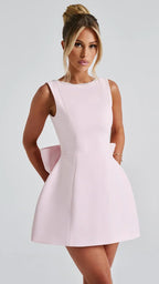 Women's Mini Dress | Sleeveless Bow Back Fit and Flare Party Skater