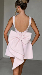 Women's Mini Dress | Sleeveless Bow Back Fit and Flare Party Skater