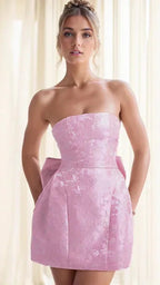 Women's Mini Dress | Strapless Textured Fit and Flare Party Cocktail