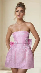 Women's Mini Dress | Strapless Textured Fit and Flare Party Cocktail