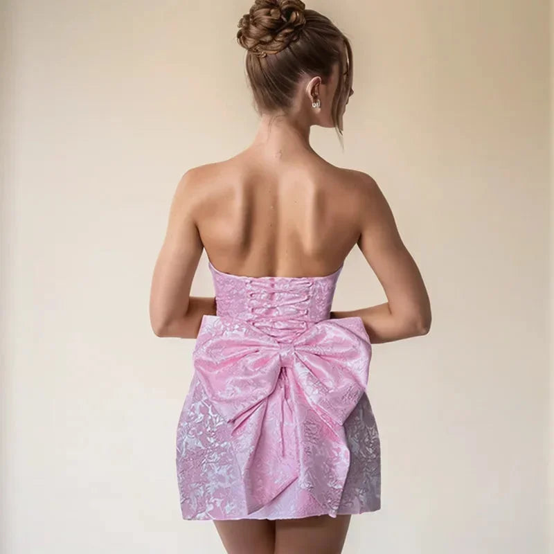 Women's Mini Dress | Strapless Textured Fit and Flare Party Cocktail