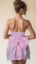 Women's Mini Dress | Strapless Textured Fit and Flare Party Cocktail
