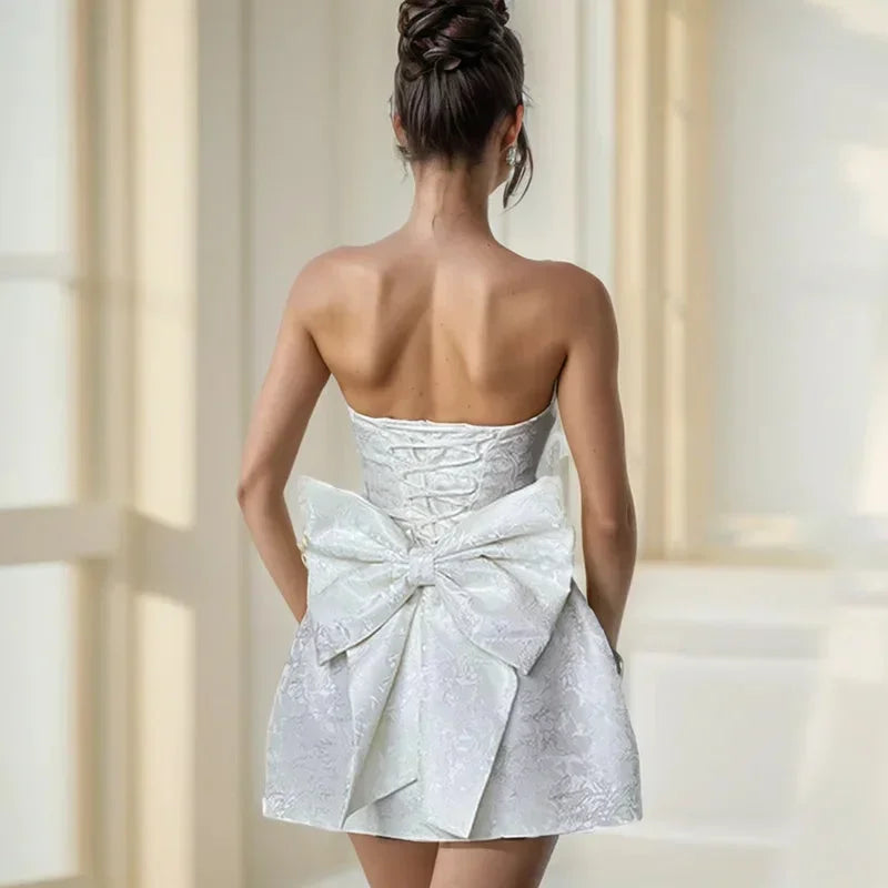 Women's Mini Dress | Strapless Textured Fit and Flare Party Cocktail