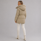 Women's Hooded Padded Puffer Jacket with Drawstring Waist