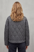 Women's Quilted Jacket with Stand Collar and Zip Front