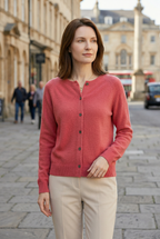Women's Round Neck Knit Cardigan with Button Front