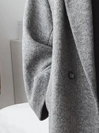 Women's Longline Coat with Lapel Collar and Button Front