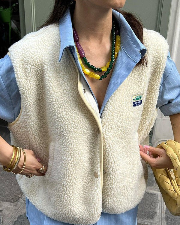 Women's Sherpa Fleece Gilet | Button Up Sleeveless Fleece Bodywarmer