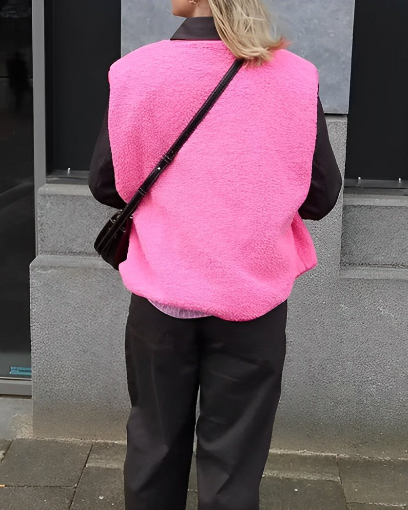 Women's Sherpa Fleece Gilet | Button Up Sleeveless Fleece Bodywarmer