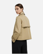 Women's Short Trench Coat | Double Breasted High Collar A-Line Swing Jacket
