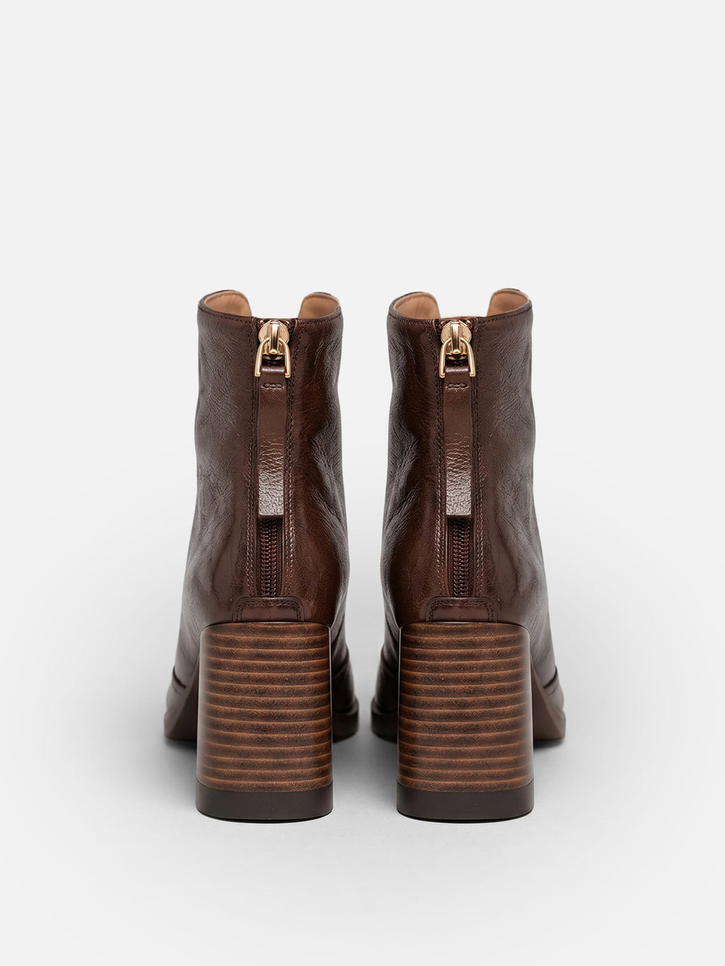 Women's Faux Leather Zip Boots with Block Heel and Square Toe