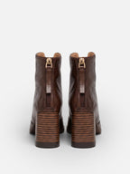 Women's Faux Leather Zip Boots with Block Heel and Square Toe