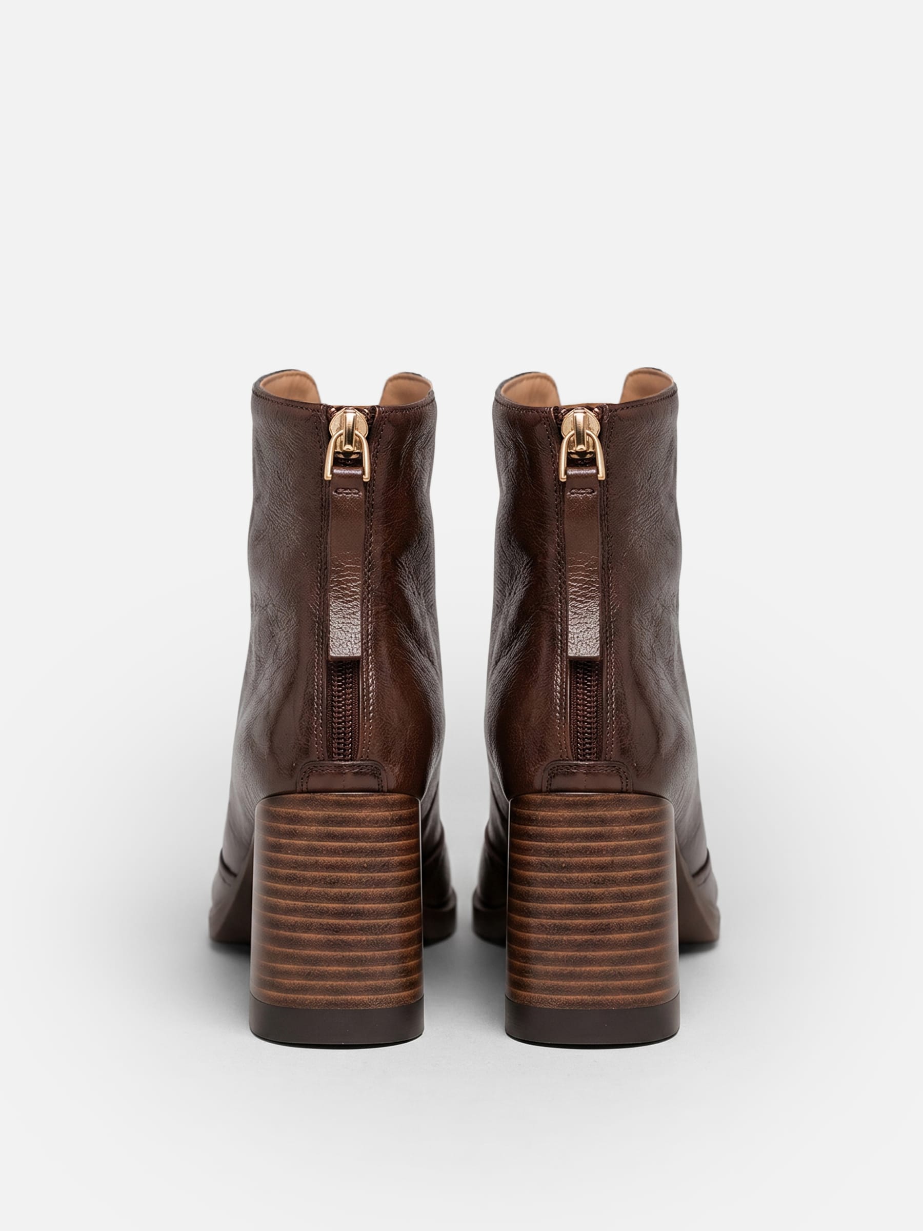 Women's Faux Leather Zip Boots with Block Heel and Square Toe