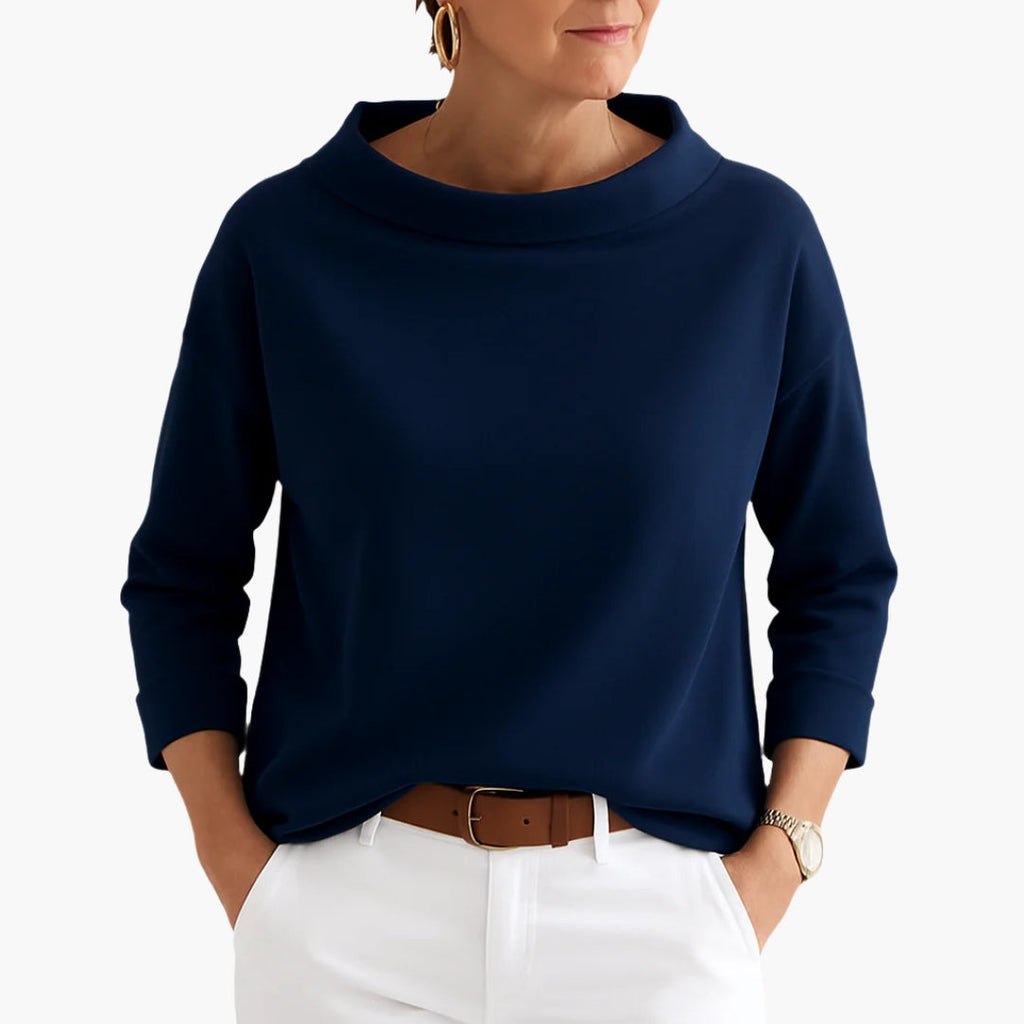 Women's Boat Neck Top with 3/4 Sleeves