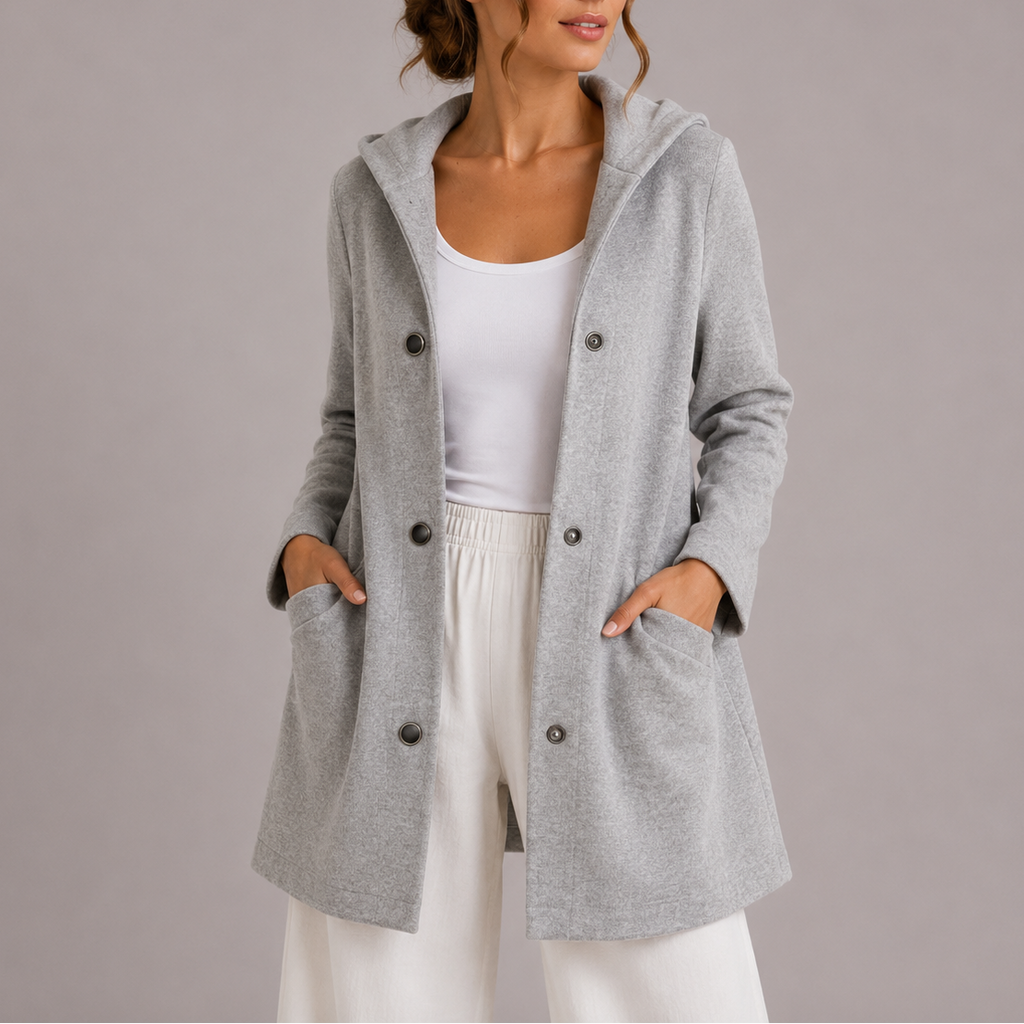 Women's Button Up Hooded Long Cardigan with Pockets