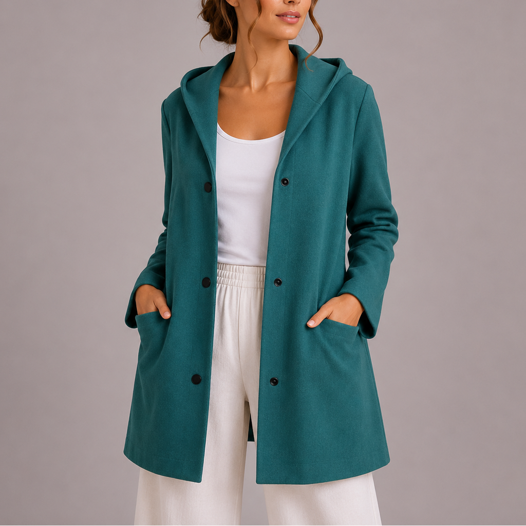 Women's Button Up Hooded Long Cardigan with Pockets