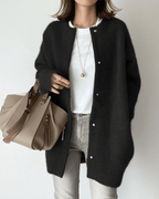 Women's Button Up Long Cardigan | Round Neck Long Sleeve Soft Knit
