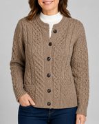 Women's Round Neck Button Front Cable Knit Cardigan