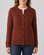 Women's Round Neck Button Front Cable Knit Cardigan
