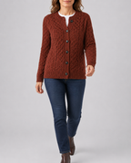 Women's Round Neck Button Front Cable Knit Cardigan