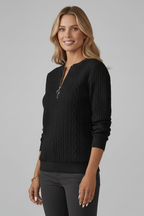 Women's Cable Knit Quarter Zip Jumper