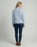 Women's Cable Knit Turtleneck Jumper with Pointelle Detail
