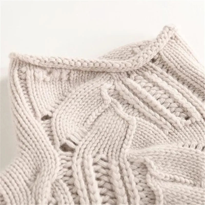 Women's Cable Knit Turtleneck Jumper with Pointelle Detail
