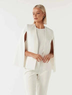 Women's Cape Blazer Jacket with Open Front and Split Sleeves