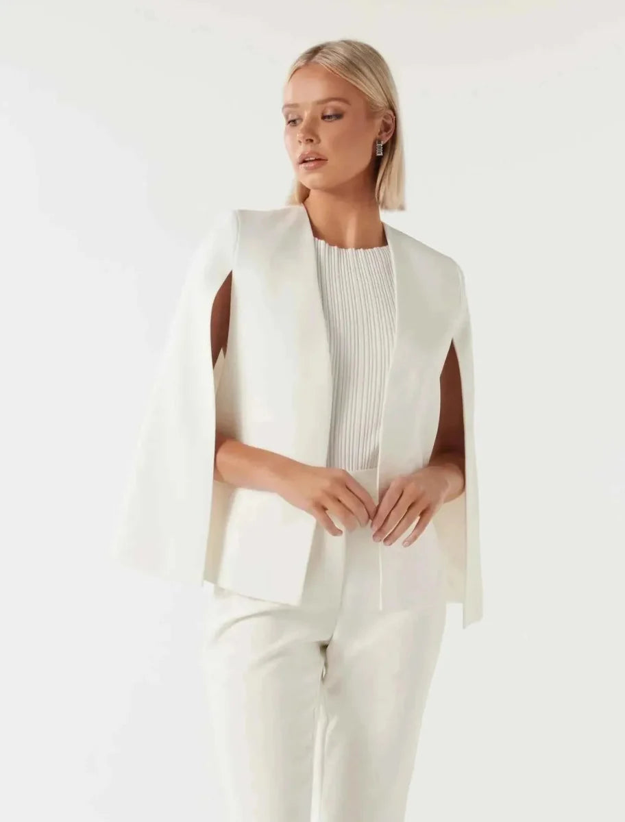 Women's Cape Blazer Jacket with Open Front and Split Sleeves